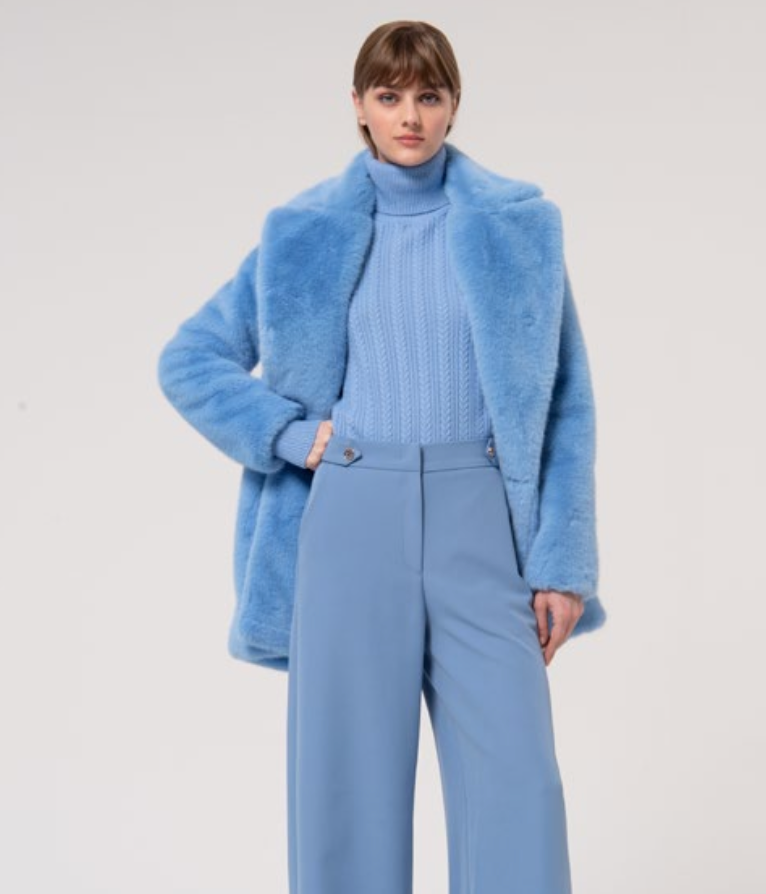 Manteau fausse fourrure bleu ciel Fracomina Monts et Merveilles