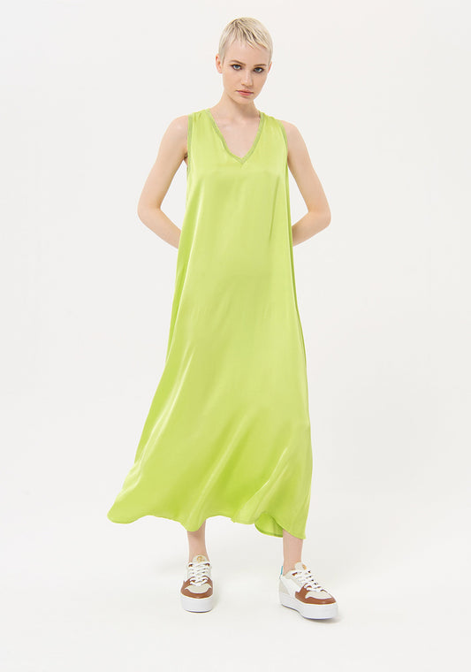 Robe longue satin Avocado